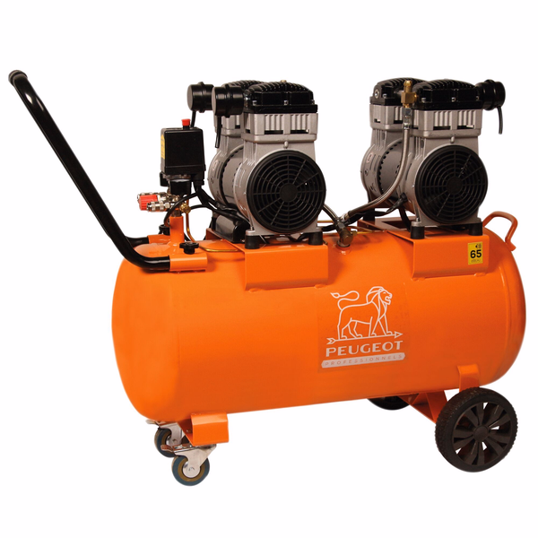 Compresseur à piston 2x1,2 KW -80 Litres -24,2 m3/h - 230V -Silencieux 65Db - PCAP80SH24  - PEUGEOT OUTILS PROFESSIONNELS - compresseurs a piston - Référence: PPC00100008 - Image principale - Outil professionnel